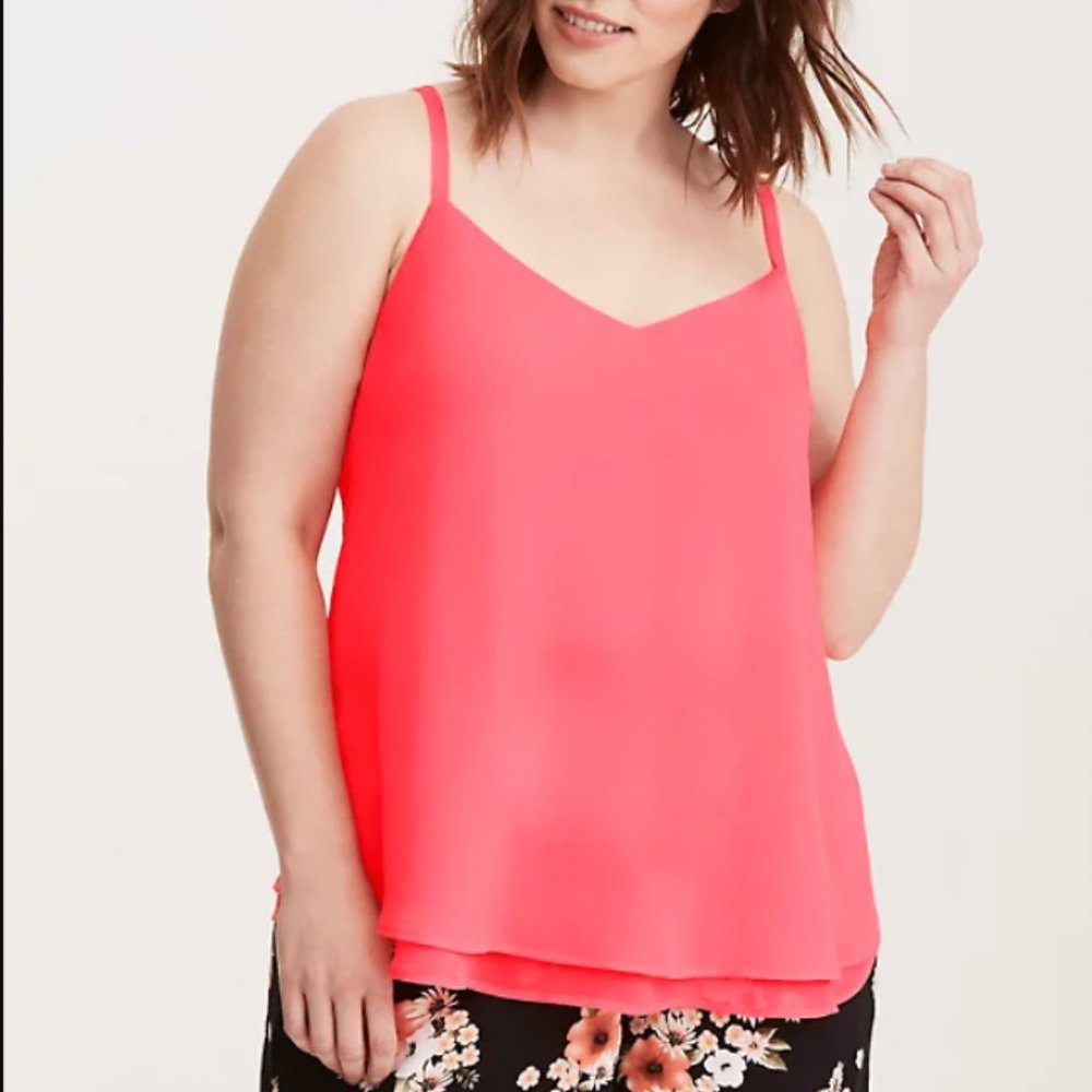 TORRID size 3 Neon Coral Chiffon Swing Cami